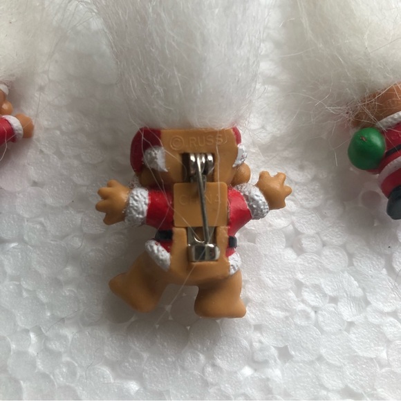 Vintage Russ Christmas Troll Doll Earrings Pin/Brooch 3 Pc Set - Picture 3 of 3